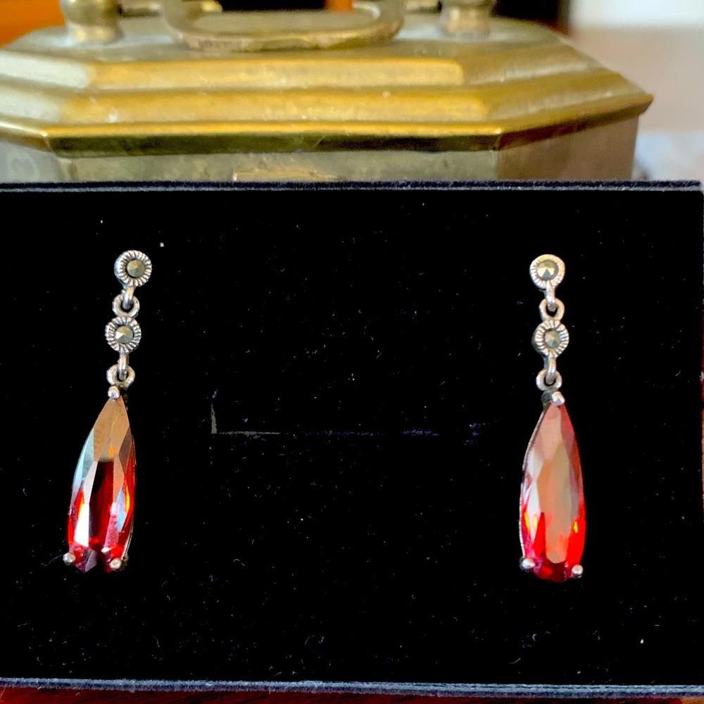 Sterling Silver Fire Crystal Earrings